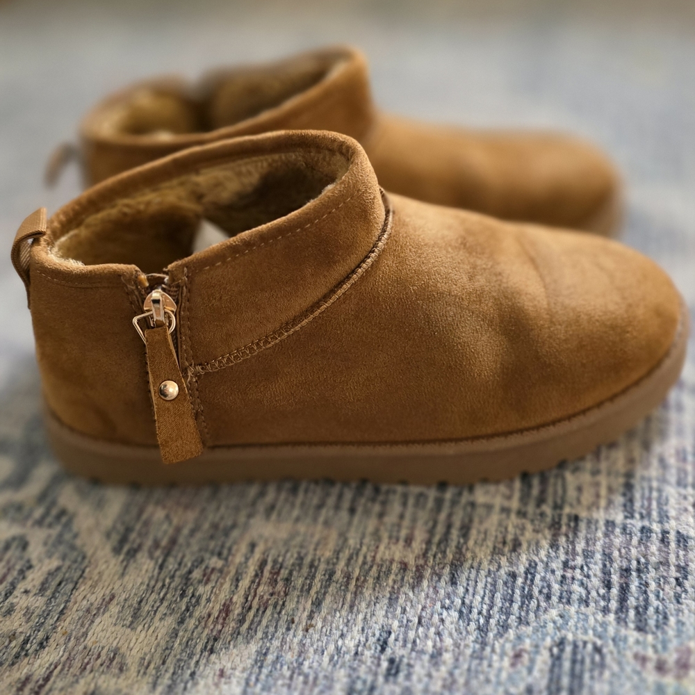 Aspen Chestnut Suede Ankle Boots with Plush Lining